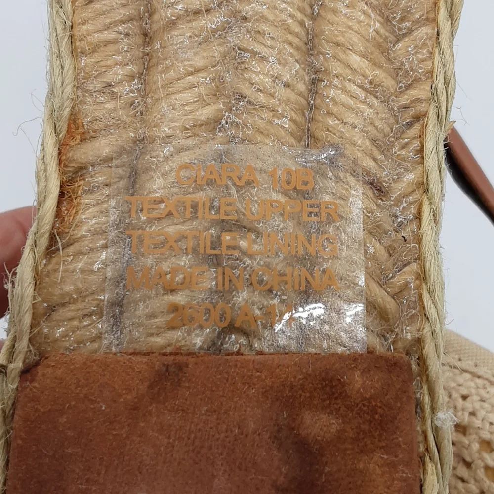 Lauren Ralph Lauren Cream and Brown Espadrille Wedges with Ankle Strap